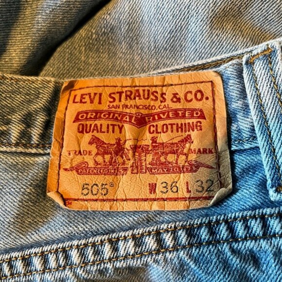 Levis 505 36x32 Light Wash Regular Fit Jeans - Picture 4 of 5